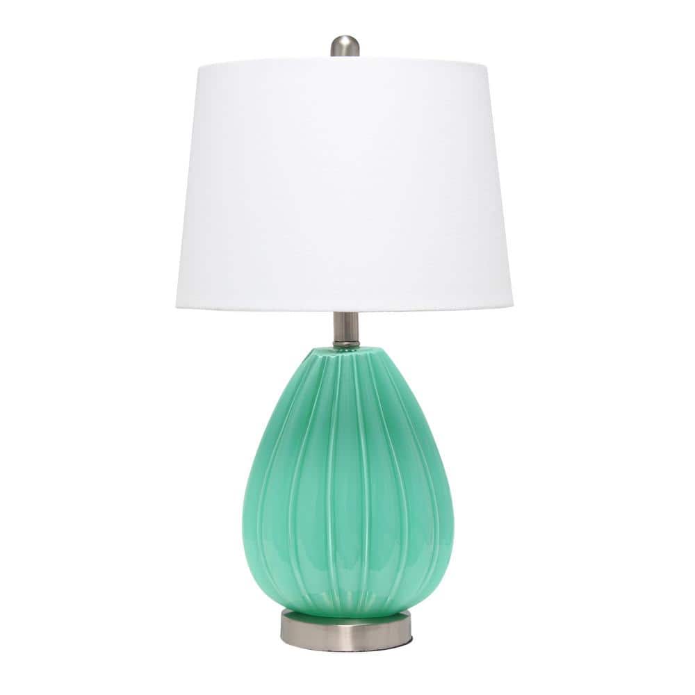 23.25 in. Seafoam Creased Table Lamp with Fabric Shade
