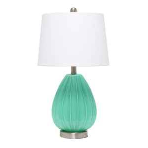23.25 in. Seafoam Creased Table Lamp with Fabric Shade