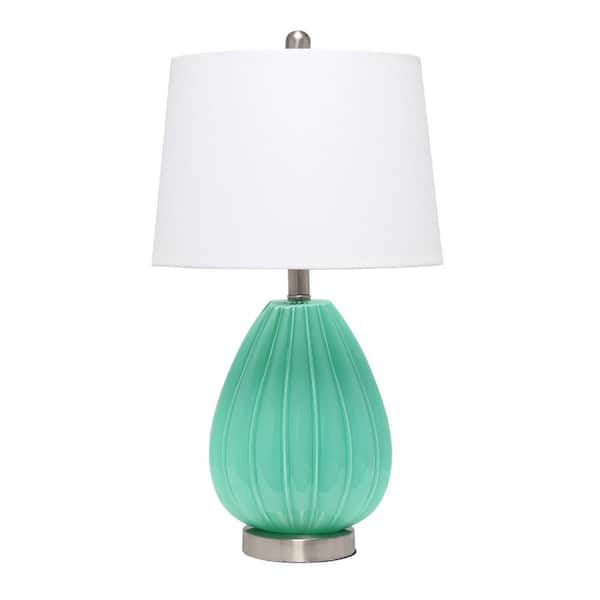 Elegant Designs 23.25 in. Seafoam Creased Table Lamp with Fabric Shade