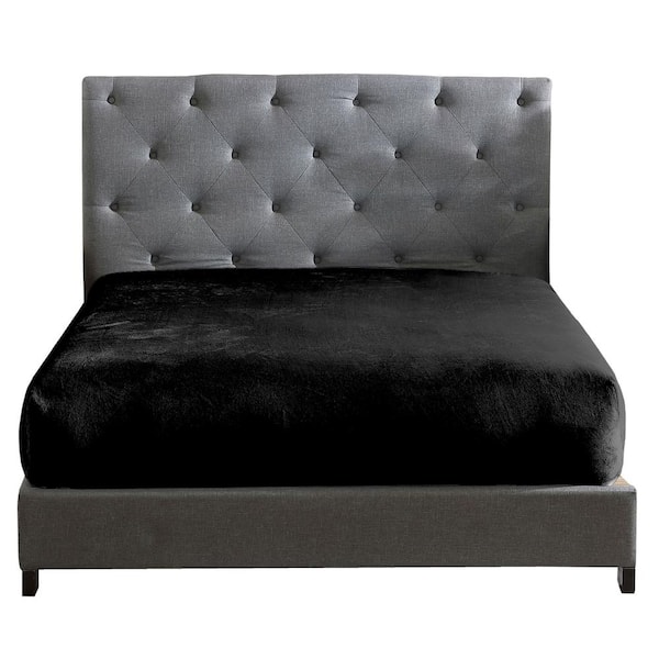 Polyester King Size Premium Flannel Plush Easy Fit 1-Piece Fitted Sheet, Black