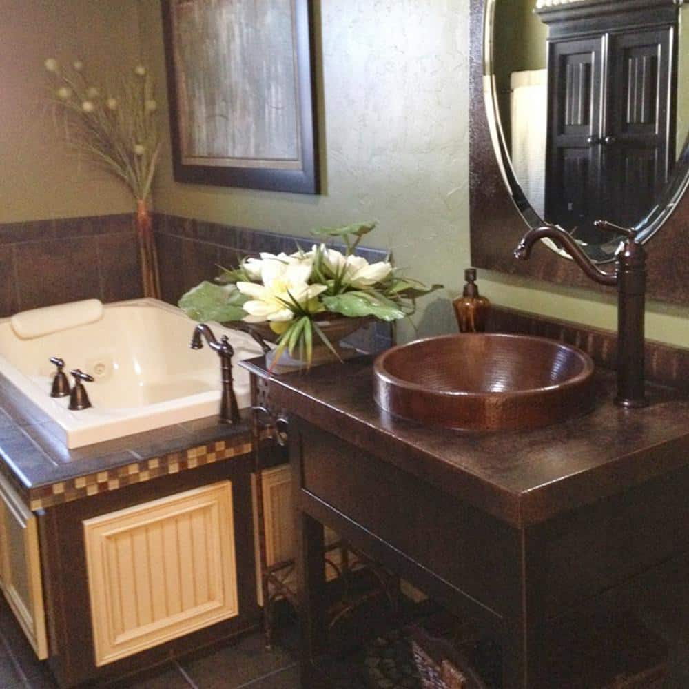 Granada 17'' Round Rustic Copper Bathroom Sink