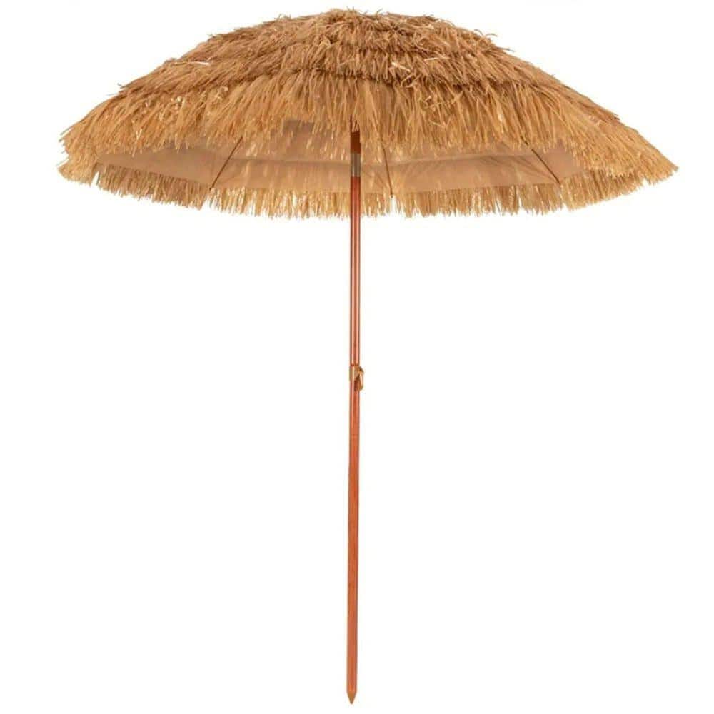 6.5 ft. Patio Umbrella-Adjustable Tilting, Portable Thatched Shade for Sand and Garden price history on PriceWatchPro
