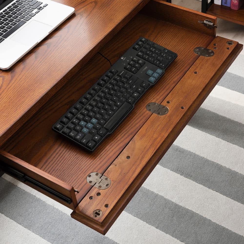 Ironcraft Mission Oak Computer Desk with Matte Black Frame