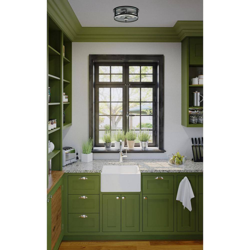 Gilliam Matte Black Glass 2-Light Flush Mount