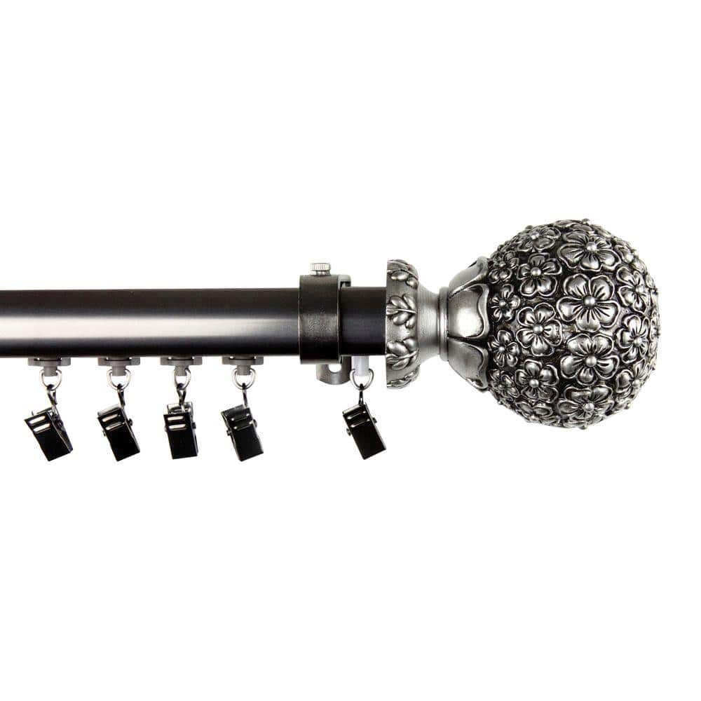 28 in. - 48 in. Telescoping Traverse Curtain Rod Kit in Pewter with Lush Finial price history on PriceWatchPro