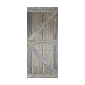 K Style 38 in. x 84 in. Aged Bareel Finished Solid Wood Sliding Barn Door Slab - Hardware Kit Not Included