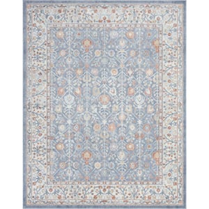 Blue 7 ft. 10 in. x 10 ft. 2 in. Wilton Collection Floral Pattern Persian Area Rug