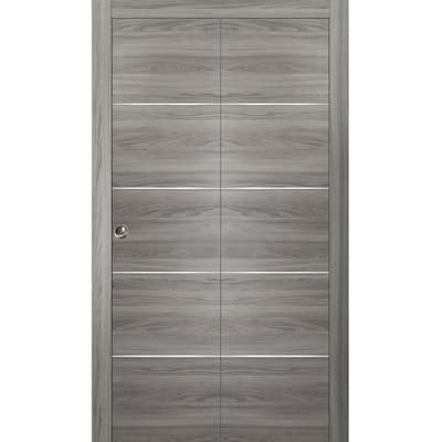 SOLRIG French Interior Double Door 64(32 x 2) x 80 - 5 Lites Tempered  Frosted Glass Pantry Door Panels, Closet & Bathroom Double Door Slab, White  Primed, MDF - Panel Need to