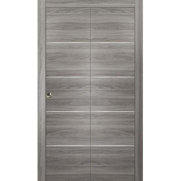 Sartodoors 0020 48 in.  x 84 in. Flush Solid Core Ginger Ash Finished Wood Bifold Door with Hardware