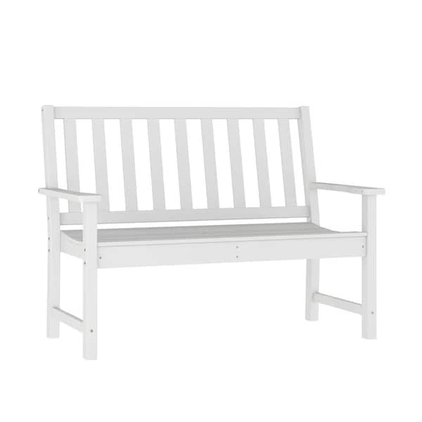 TAYLOR + LOGAN Ennis White Plastic Patio Bench