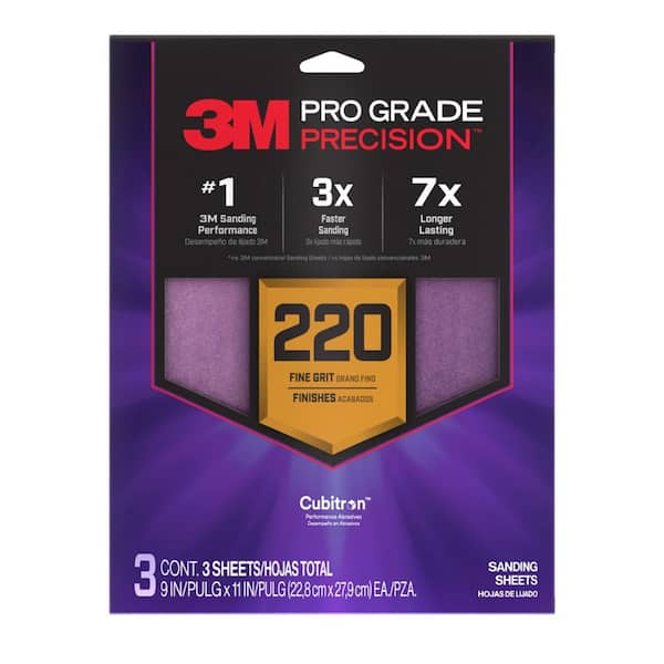 3M Pro Grade Precision 9 in. x 11 in. 220 Grit Faster