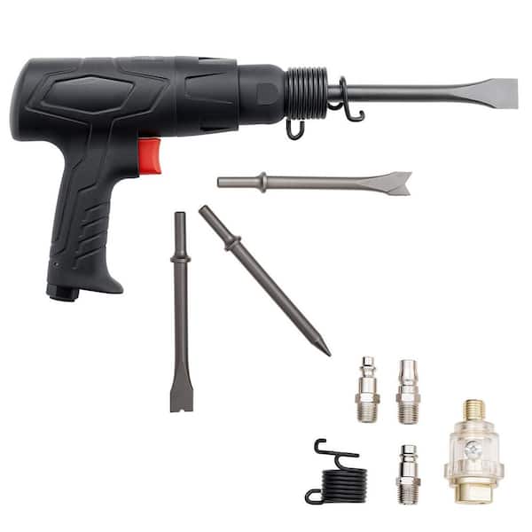 Air Hammer, 2500-2700BPM, 2.76 in. Stroke, 4-Long Chisels, Pistol-Grip Pneumatic Tool for Cutting and Demolishing