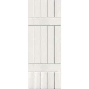 18 in. x 28 in. Exterior Real Wood Pine Board and Batten Shutters Pair White