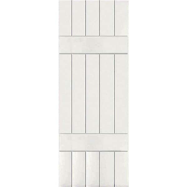 Ekena Millwork 18 in. x 28 in. Exterior Real Wood Pine Board and Batten Shutters Pair White