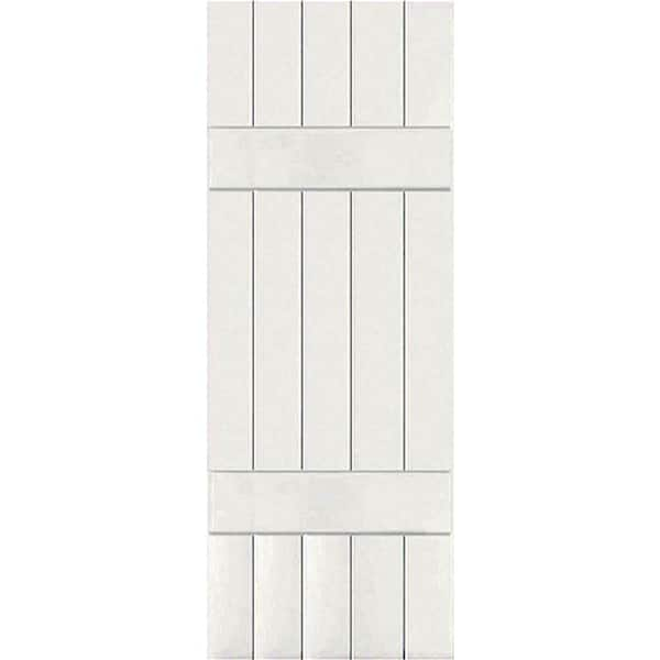 Ekena Millwork 18" x 48" Exterior Five Board (2 Batten) Real Wood Cedar Board-n-Batten Shutters (Per Pair), White