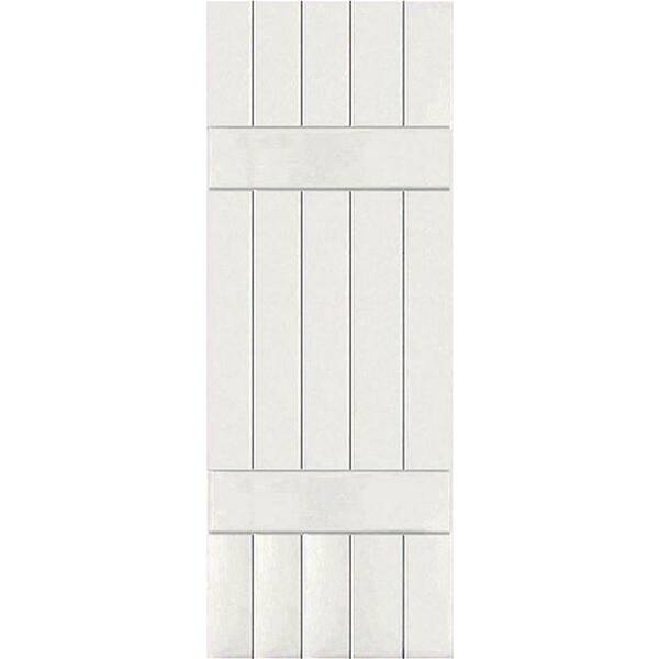 Ekena Millwork 18 in. x 49 in. Exterior Real Wood Sapele Mahogany Board and Batten Shutters Pair White