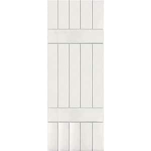 18 in. x 56 in. Exterior Real Wood Pine Board and Batten Shutters Pair White