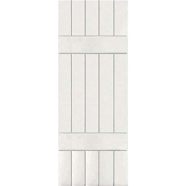 Ekena Millwork 18" x 60" Exterior Five Board (2 Batten) Real Wood Cedar Board-n-Batten Shutters (Per Pair), White