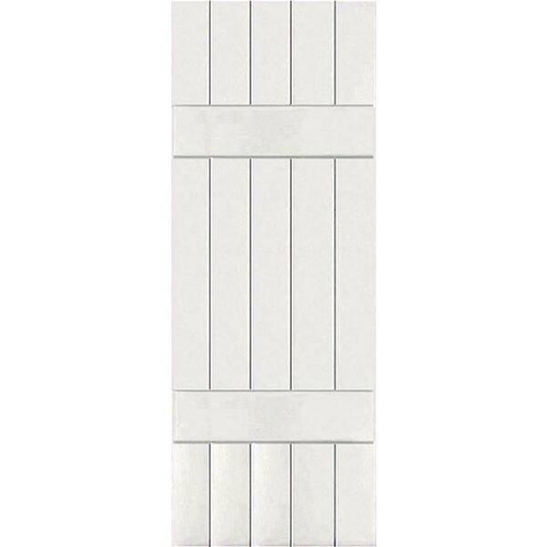 Ekena Millwork 18" x 79" Exterior Five Board (2 Batten) Real Wood Cedar Board-n-Batten Shutters (Per Pair), White