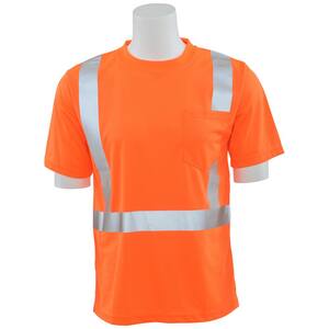 9006S Men's LG HI Viz Orange Class 2 Short Sleeve Birdseye Mesh T-Shirt