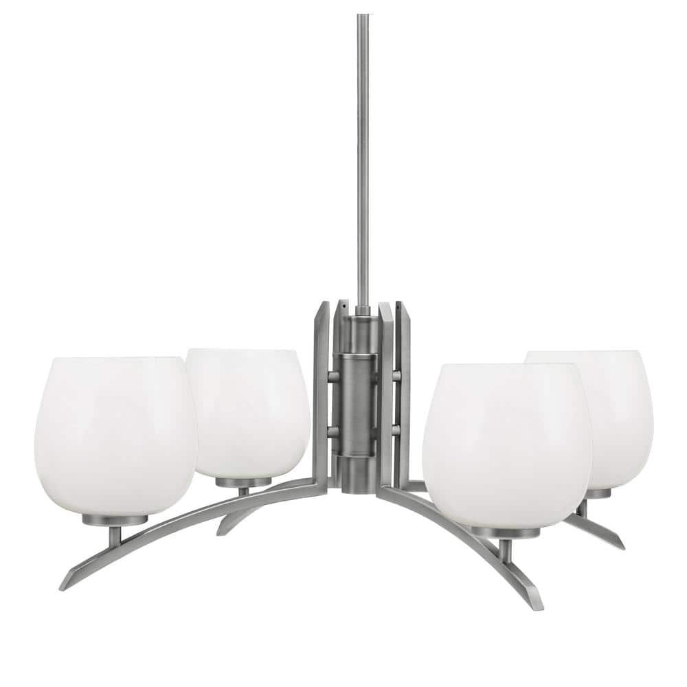 Siena 27.5 in. 4-Light Graphite Chandelier with 6 in. White Marble Glass Sh