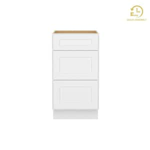 Easy-DIY 18 in. W x 24 in. D x 34.5 in. H Ready to Assemble Drawer Base Kitchen Cabinet in Shaker White with 3-Drawers