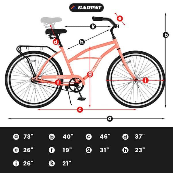 26 in. Pink Beach Cruiser Bike, Single Speed Drivetrain