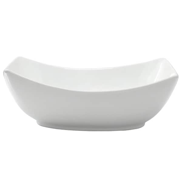 OUR TABLE Simply White 11 in. 52 fl. oz. White Porcelain 4-Point Serving Bowl