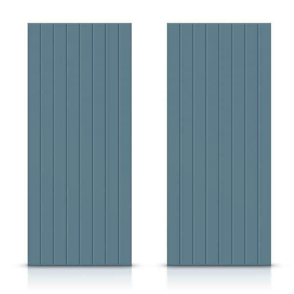 CALHOME 72 in. x 80 in. Hollow Core Dignity Blue Stained Composite MDF Interior Double Closet Sliding Doors