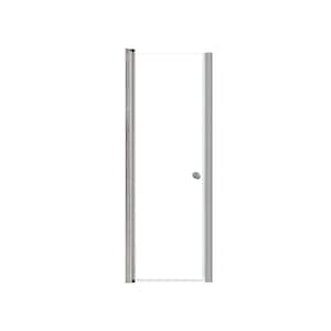 Lyna 25 in. W x 70 in. H Pivot Frameless Shower Door in Brushed Stainless with Clear Glass