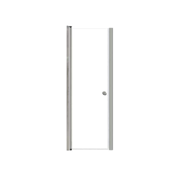 Transolid Lyna 25 in. W x 70 in. H Pivot Frameless Shower Door in Brushed Stainless with Clear Glass