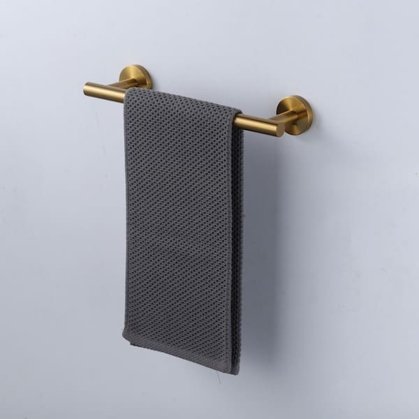 Thicken SUS 304 Stainless Steel 12 in. Wall Mounted Towel Bar Bath Hardware Accessory Single Towel Rod in Gold