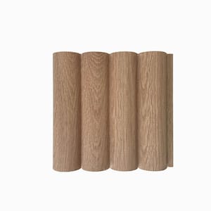 Sample - 7/8 in. x 5.5 in. W x 5.5 in. L Fluted Natural Unfinished Oak Round Slat Wood Wall Panels (1-Piece)