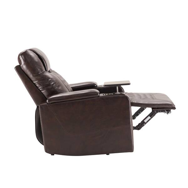 Light Brown Faux Leather Recliner with USB Charging, Audio, Hidden Arm  Storage, Cup Holder, 135° Tilt, Theater Seating LL-SG000800AAS - The Home  Depot