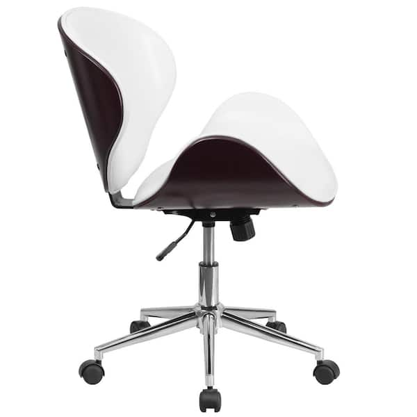 white leather and wood office chair