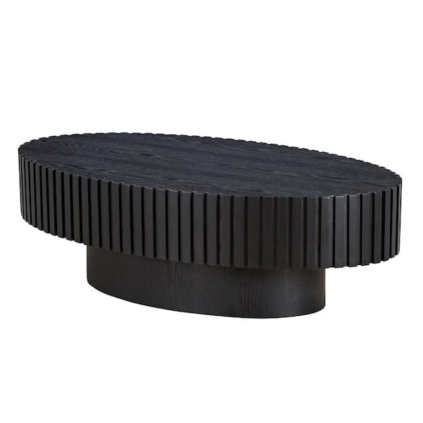 Sudzendf Matt Black MDF Oval Outdoor Side Table 1-Piece