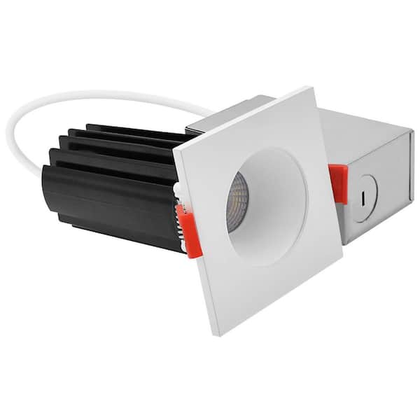 2 in. Integrated LED Recessed Canless Light with Square White Interchangeable Trim, 5CCT, 1000LM, 15W, CRI80, Dimmable