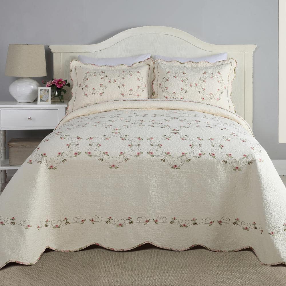 Royal Felisa King Cotton Bedspread in Pink with Reversible Design