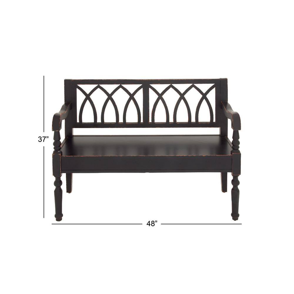 Natural Finish Dark Brown Wood Bench 48"W, 37"H