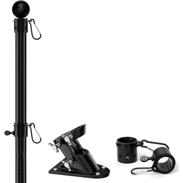 Justincity 5ft Heavy Duty Steel Flag Pole Kit with 3x5 Embroidered USA Flag Tangle Free Bracket for Residential Commercial Use