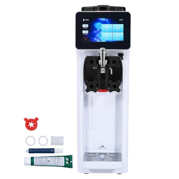 Commercial Ice Cream Machine, 10.6 QT. White, Ice Cream Maker in White Single Flavor Countertop Soft Serve 4L Hopper