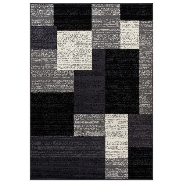 World Rug Gallery Contemporary Distressed Boxes Gray 7 ft. 10 in. x 10 ft. Area Rug