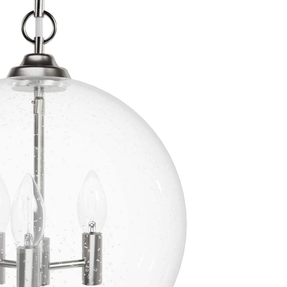 High Oaks Brushed Nickel Globe Pendant Light with Clear Glass Shade