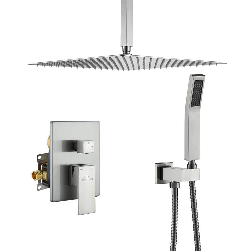 1-Spray Patterns with 2.5 GPM 16 in. Ceiling Mount Dual Shower Heads with P