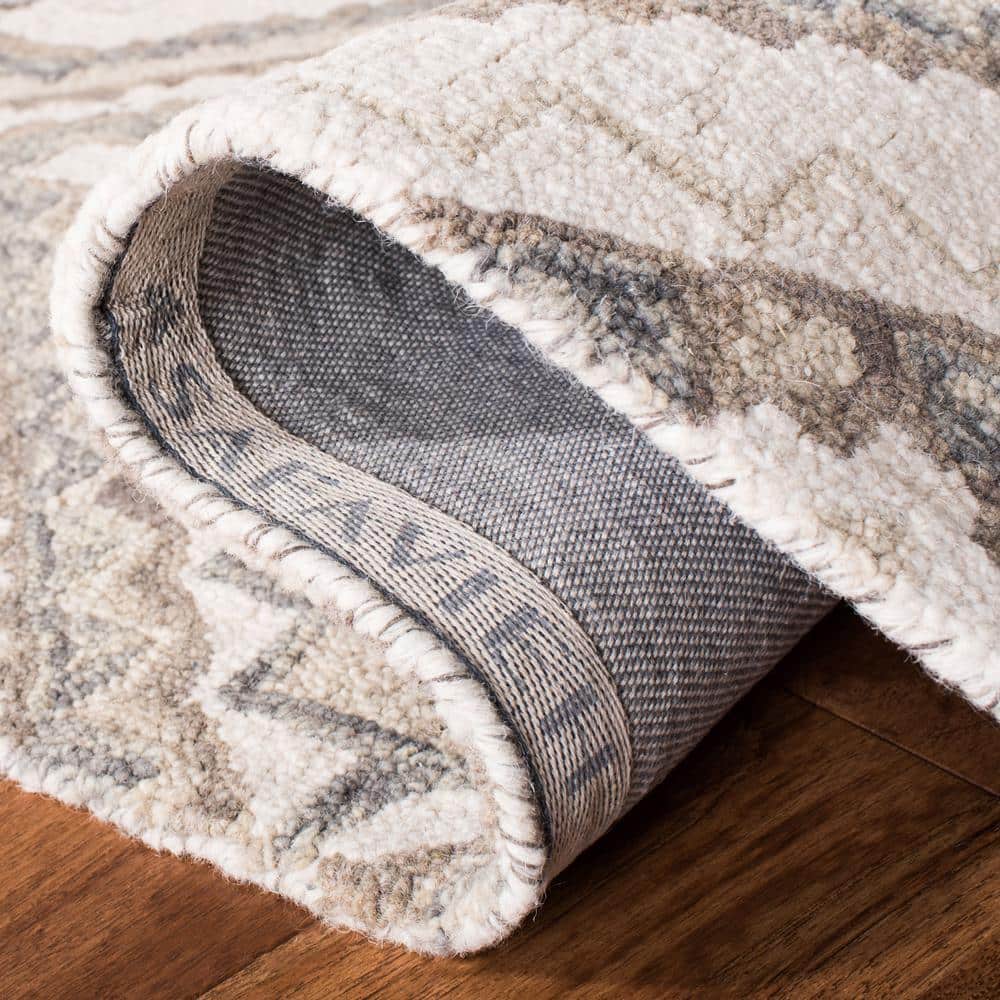 Ivory and Taupe Hand-Tufted Wool Area Rug, 8' x 10'