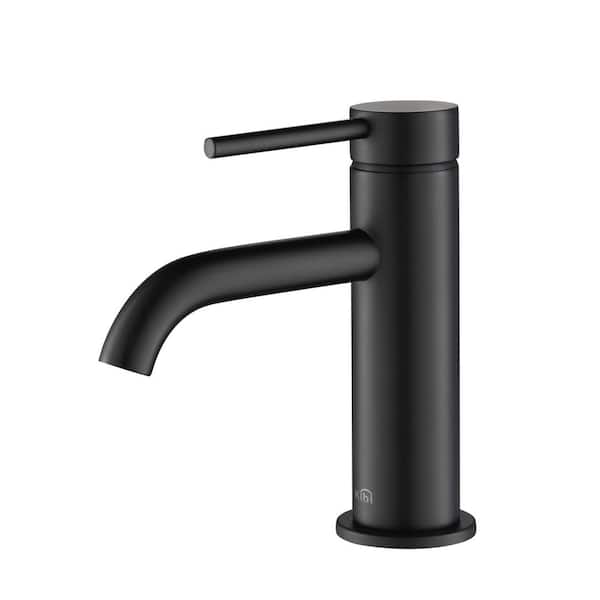 KIBI Circular Single Handle Bathroom Vanity Sink Faucet in Matte Black