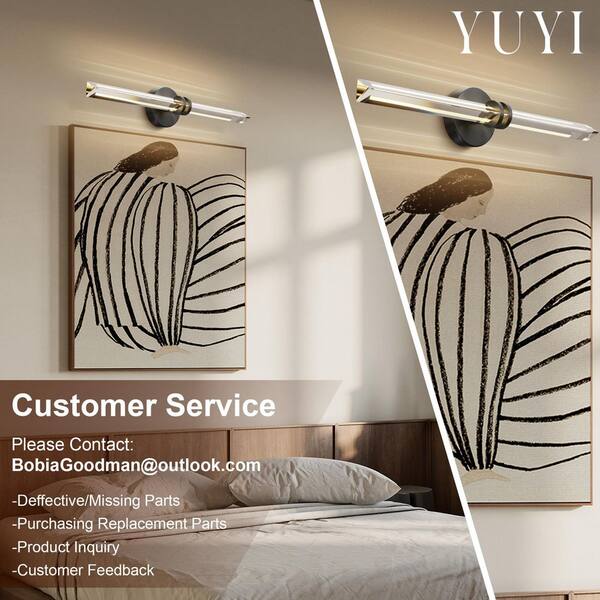 YUYI 26 in. 2-Light Matte Black Wall Sconce, Vanity Light, Modern