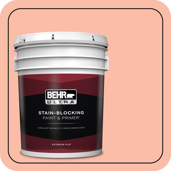 BEHR ULTRA 5 gal. #200A-3 Blushing Apricot Flat Exterior Paint & Primer