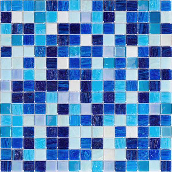 Apollo Tile Mingles 12 in. x 12 in. Glossy Dark Blue and White Glass Mosaic Wall and Floor Tile (20 sq. ft./case) (20-pack)