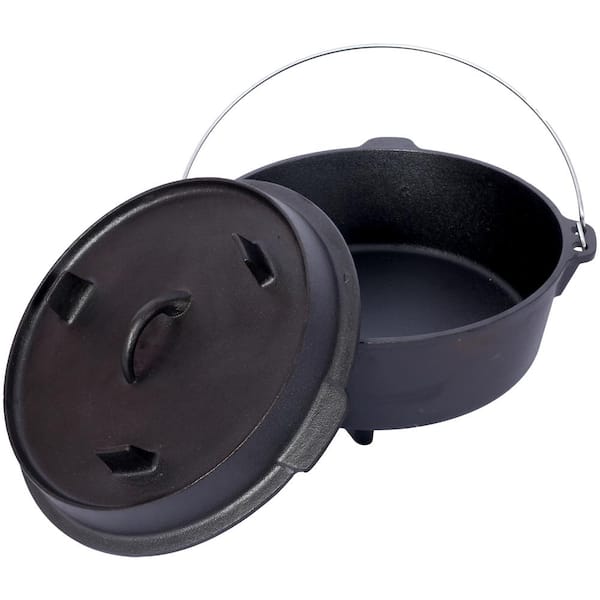 Unbranded 1-Piece Cast Iron Dutch Oven with Skillet Lid Camping Deep Pot for Camping Fireplace Cooking BBQ Baking Campfire